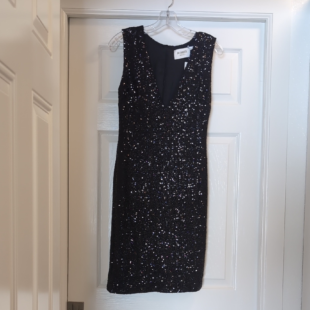 Aidan Mattox Black Sequin Mini Dress